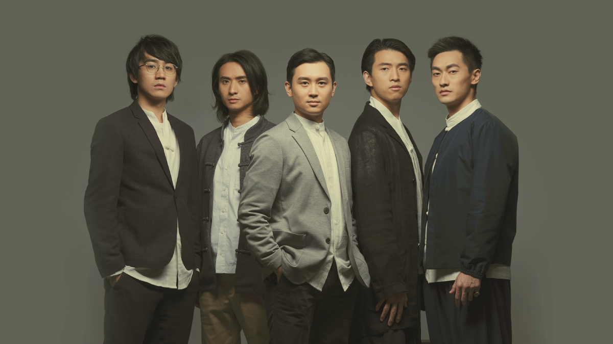 (From left to right) <i>Yat-sen</i> features a young cast including Ng Siu-hin, Andrew Chan, Ling Man-lung, Terrence Leung and Ronald Wong, who play the roles of the young Chan Siu-pak, Yau Lit, Sun Yat-sen, Luk Ho-tung and Yeung Hok-ling respectively © Michael C W Chiu